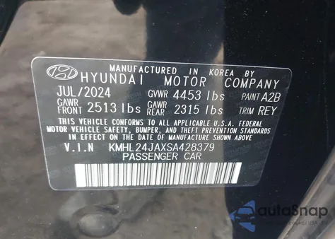 2025 Hyundai Sonata Se z USA, uszkodzony, nr VIN KMHL24JAXSA428379